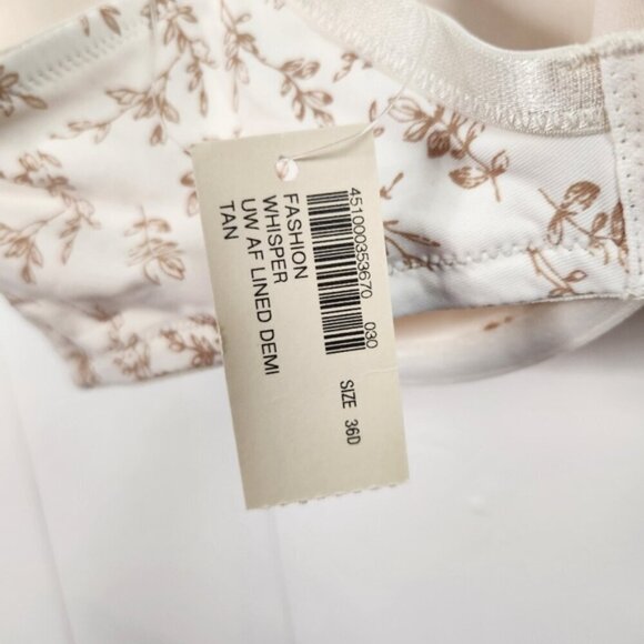 Soma Intimates Lightly Lined Demi Underwire Bra New NWT Gold Lace Beige size 36D - Picture 4 of 7